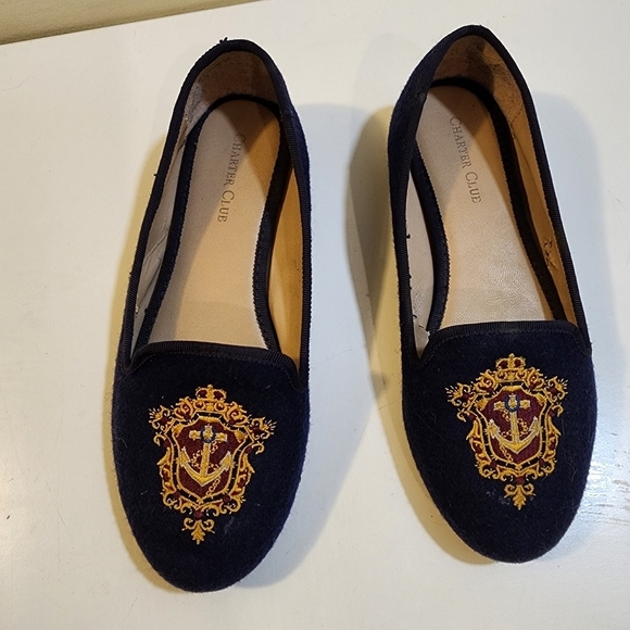 Charter Club navy Femmiie Slip On Smoking Loafers Women's Size 6M - Picture 8 of 13